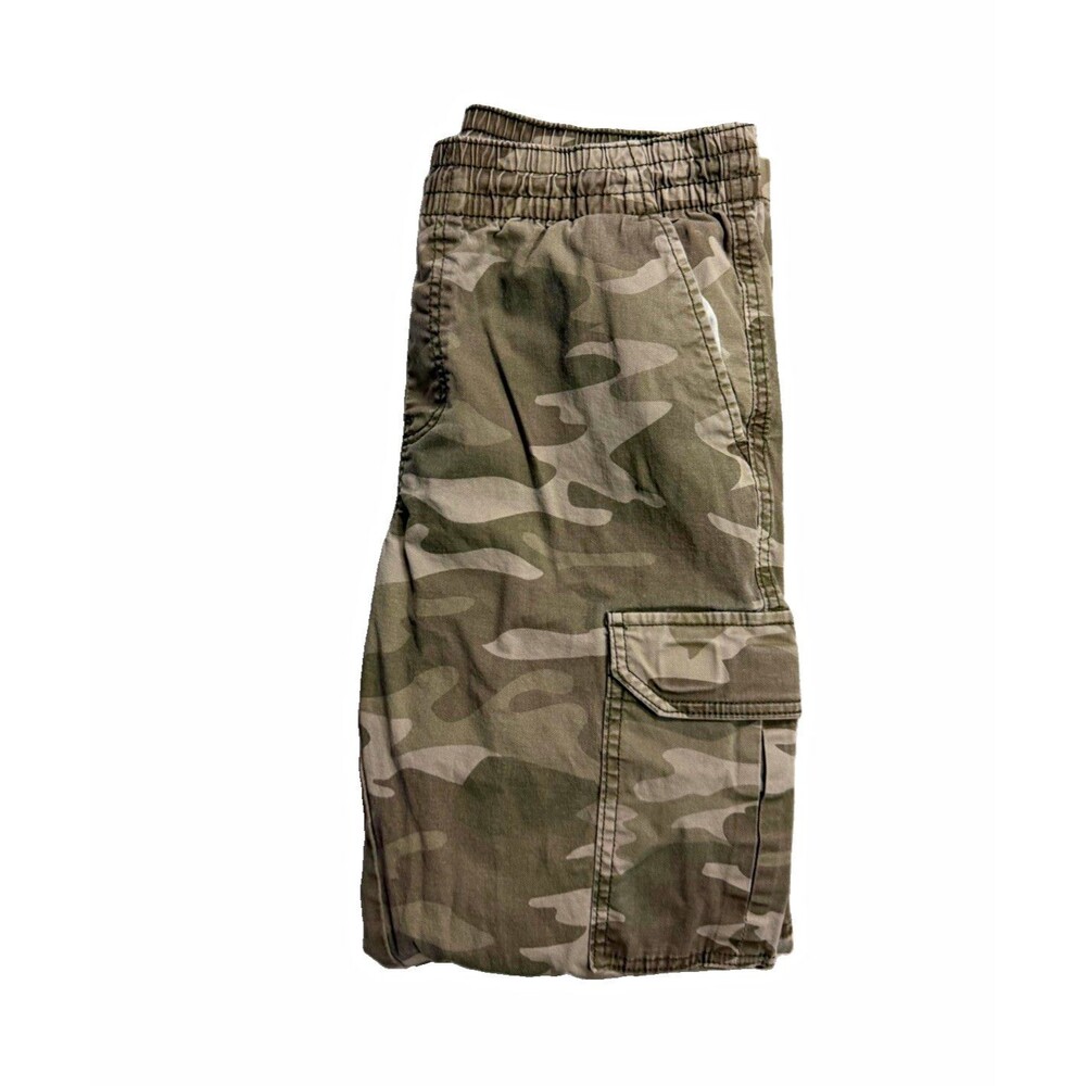 George Men’s Camouflage Cargo Pants Cotton Blend Elastic Waist Pockets M 32-34